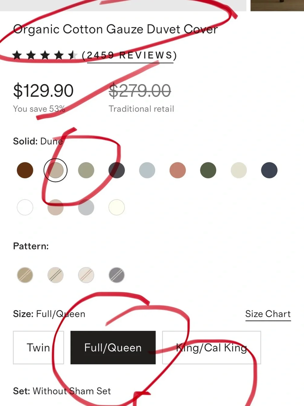 NEW QUINCE Organic Cotton Gauze Duvet Cover DUNE QUEEN $130